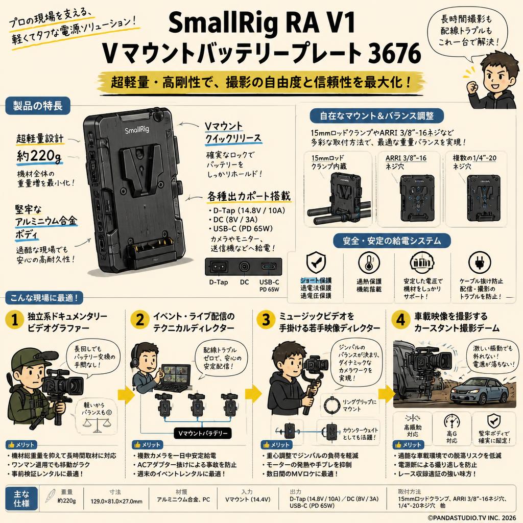 SmallRig RA V1 Vマウント バッテリープレート 3676 おもな対象のお客様