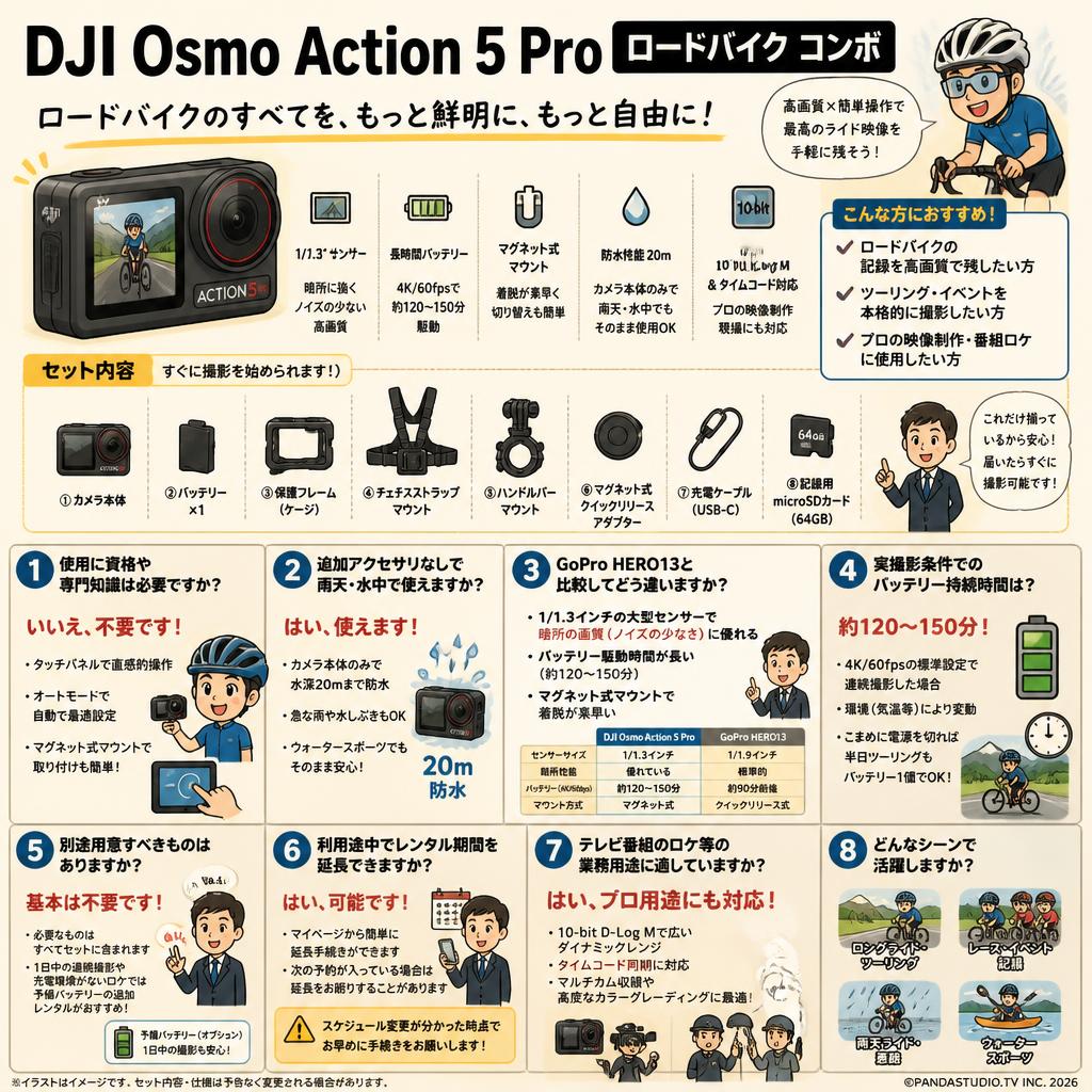 DJI Osmo Action 5 Pro ロードバイク コンボ FAQ（よくある質問と答え）