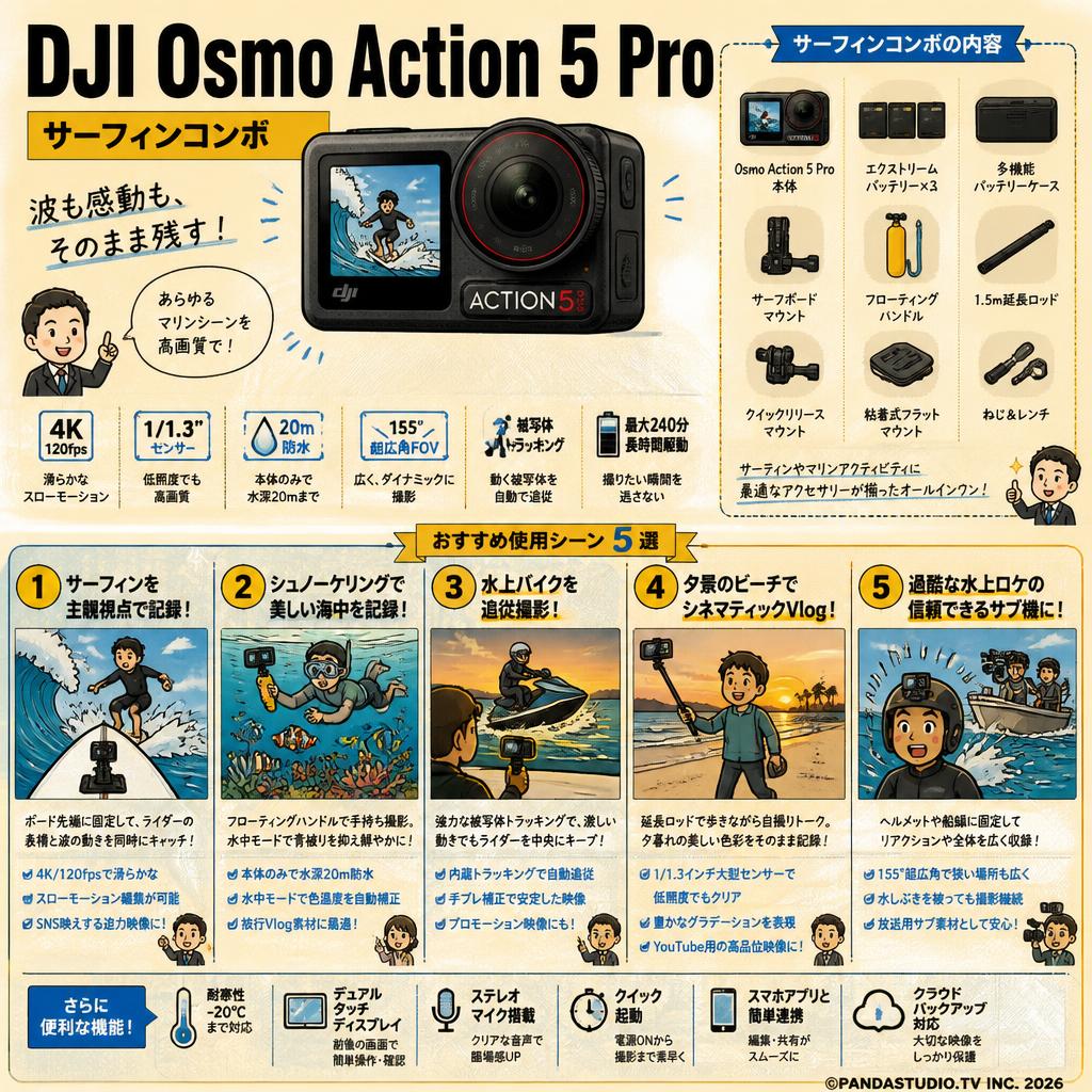 DJI Osmo Action 5 Pro サーフィンコンボ 用途