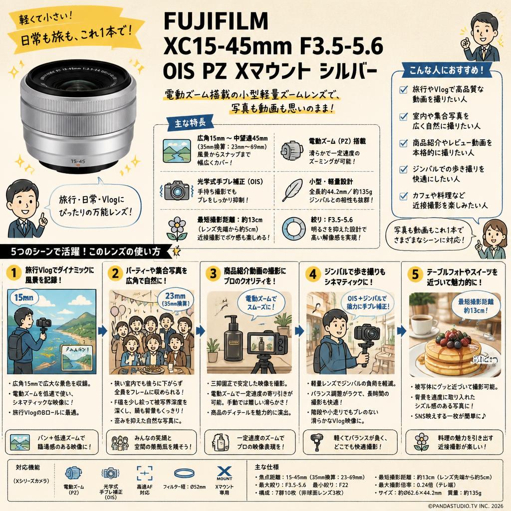 FUJIFLIM  XC15-45mm F3.5-5.6 OIS PZ  Xマウント  シルバー 用途