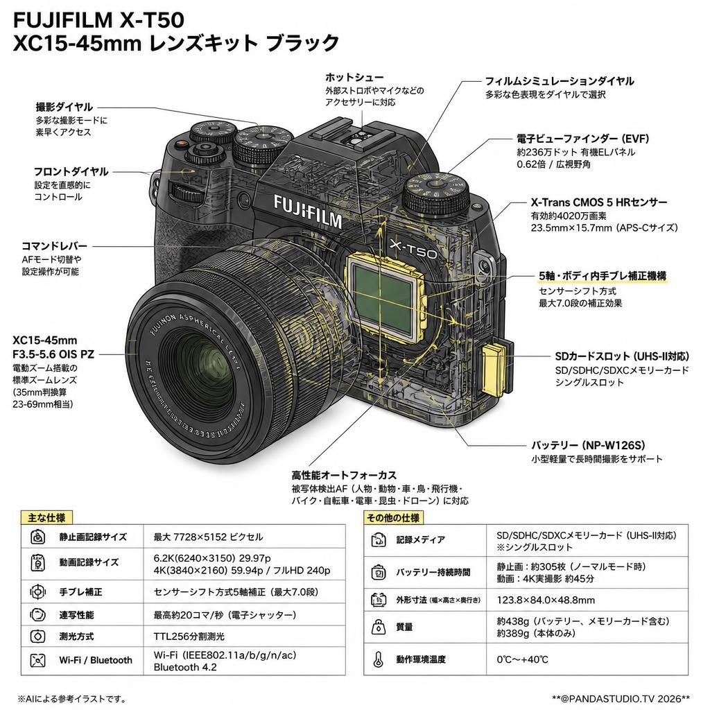 FUJIFLIM X-T50 + XC15-45mm レンズキット ブラック スペック