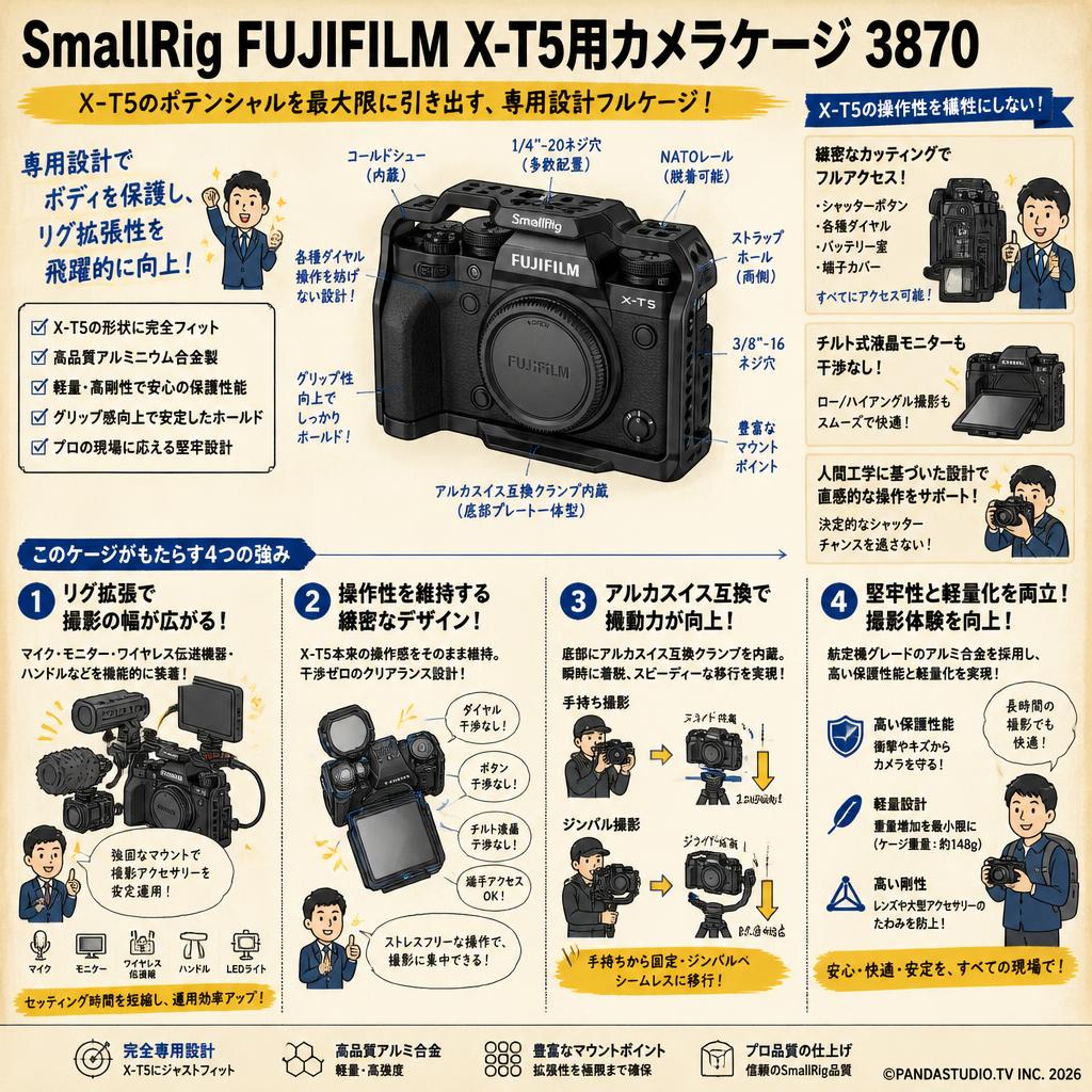 SmallRig FUJIFILM X-T5用カメラケージ 3870 概要