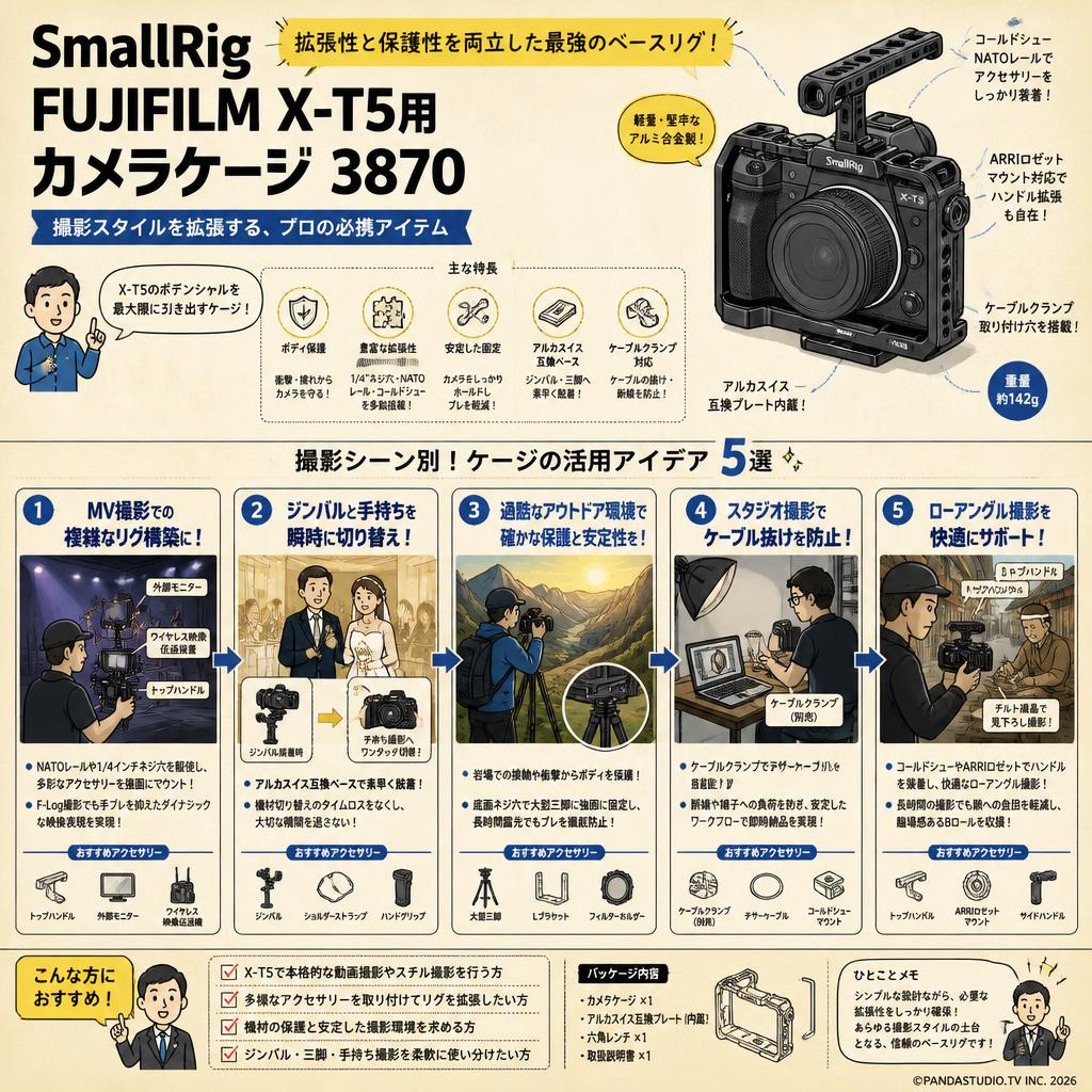 SmallRig FUJIFILM X-T5用カメラケージ 3870 用途