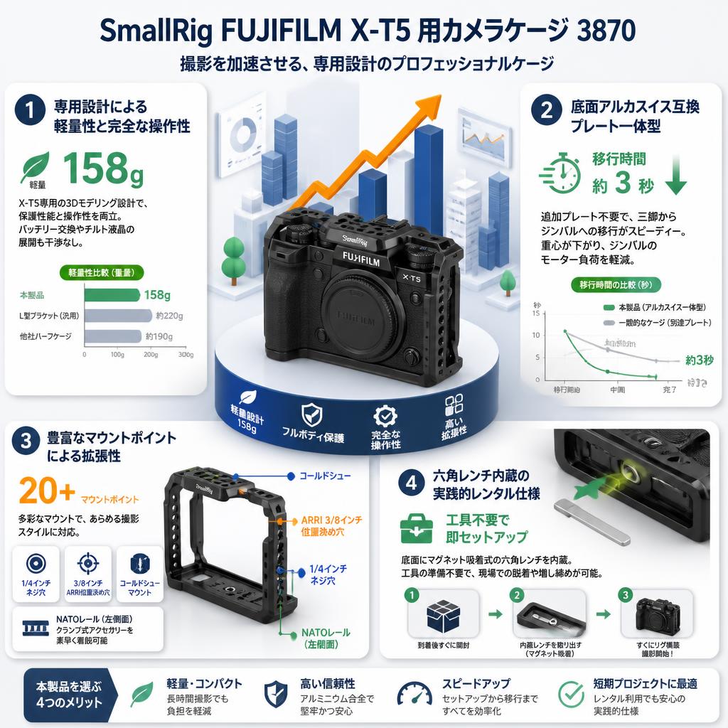 SmallRig FUJIFILM X-T5用カメラケージ 3870 セールスポイント