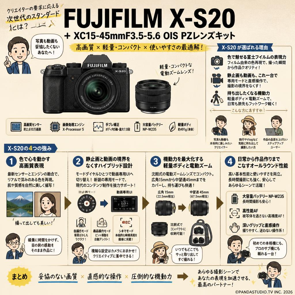 FUJIFILM X-S20 + XC15-45mmF3.5-5.6 OIS PZレンズキット 概要