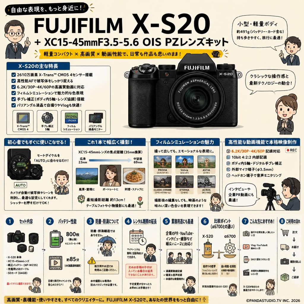 FUJIFILM X-S20 + XC15-45mmF3.5-5.6 OIS PZレンズキット FAQ（よくある質問と答え）