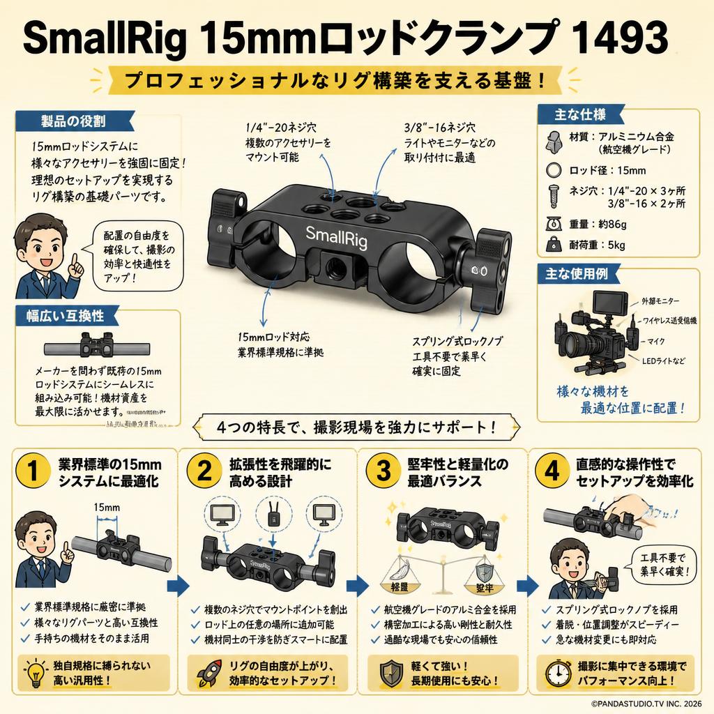 SmallRig 15mmロッドクランプ 1493 概要