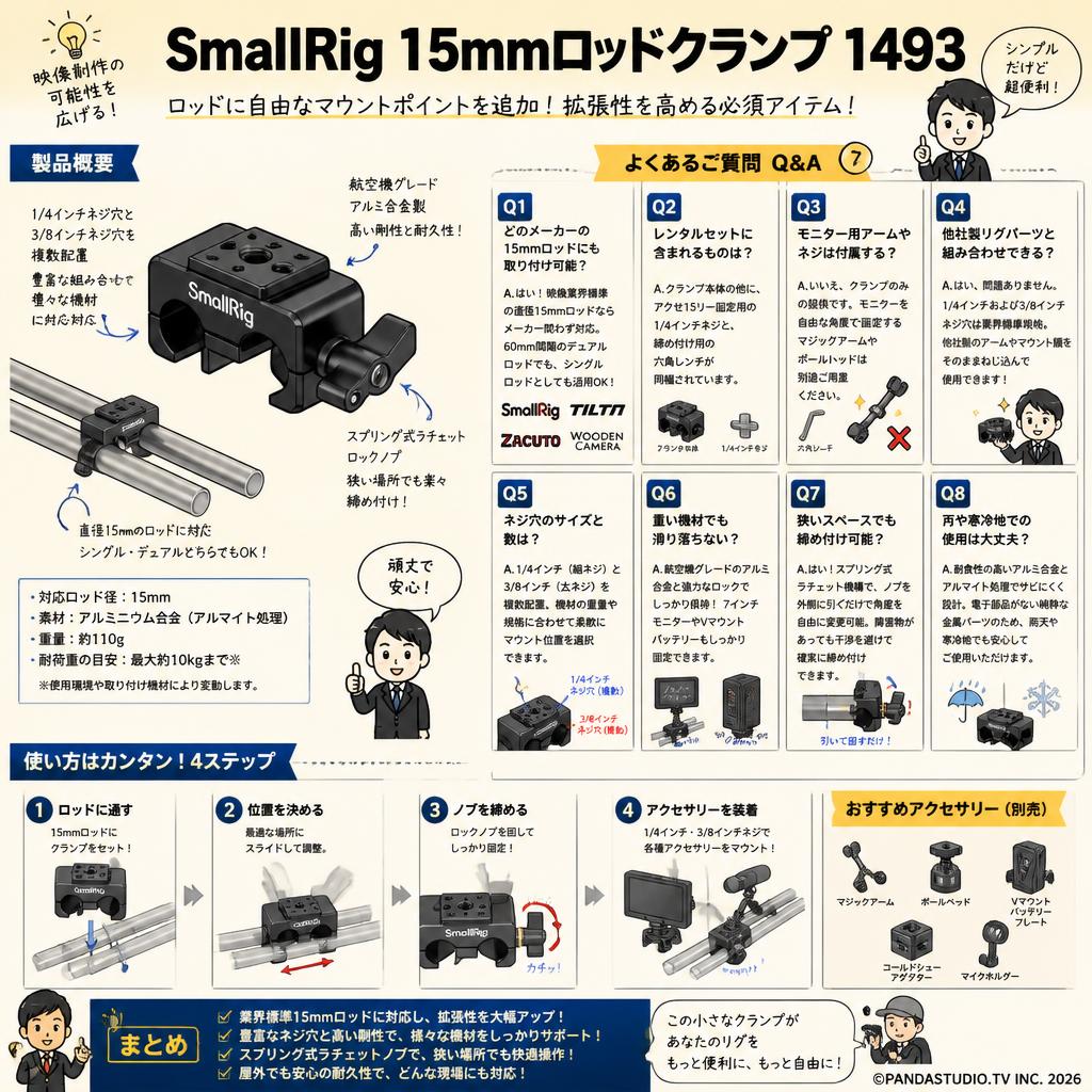 SmallRig 15mmロッドクランプ 1493 FAQ（よくある質問と答え）