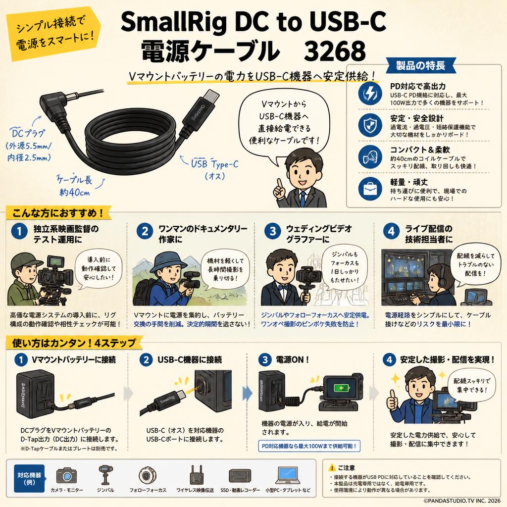SmallRig DC to USB-C 電源ケーブル　3268 おもな対象のお客様