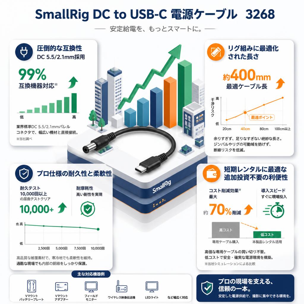 SmallRig DC to USB-C 電源ケーブル　3268 セールスポイント