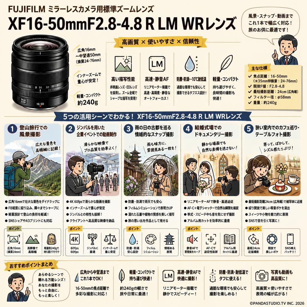 FUJIFLIM XF16-50mmF2.8-4.8 R LM WRレンズ 用途