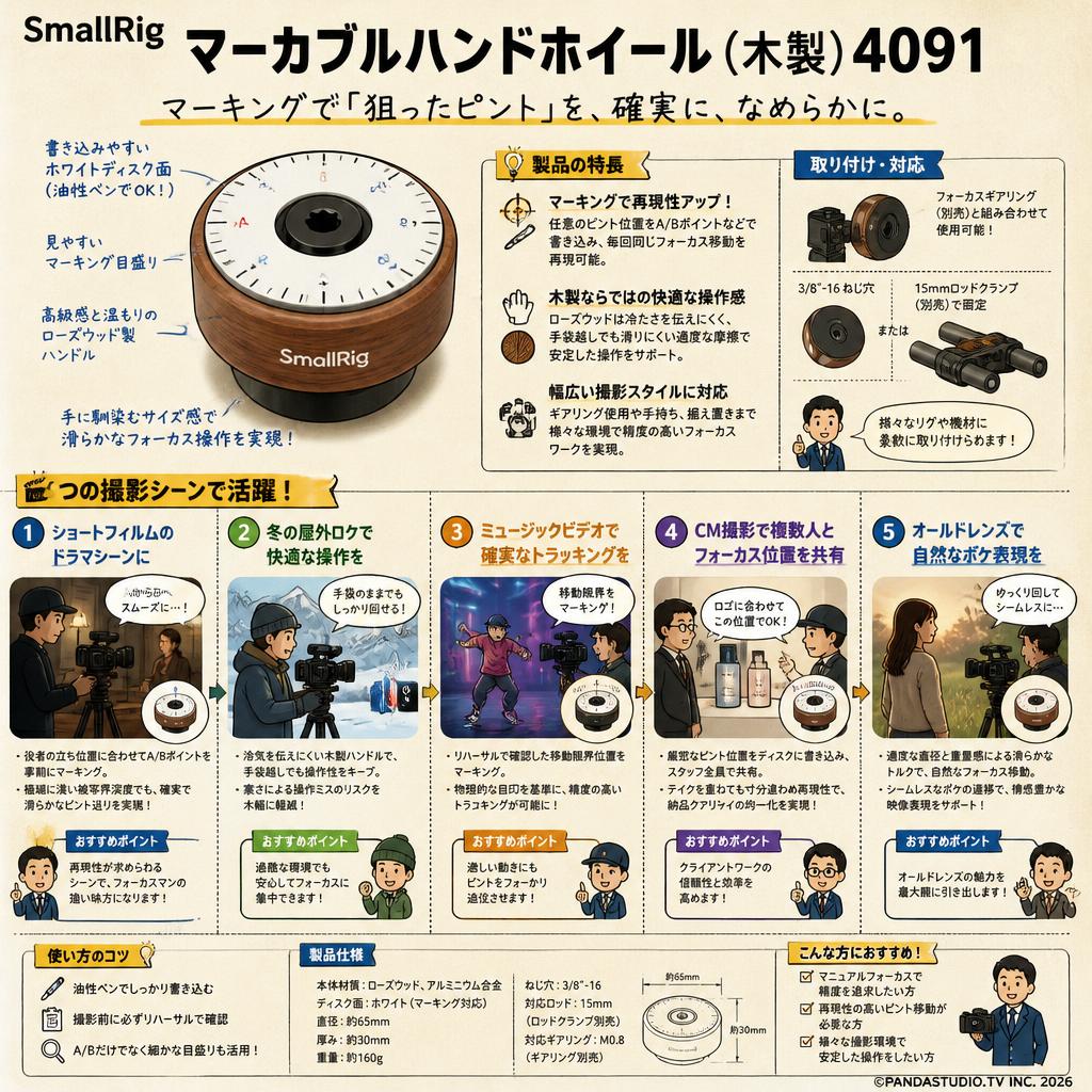 SmallRig マーカブルハンドホイール（木製）4091 用途