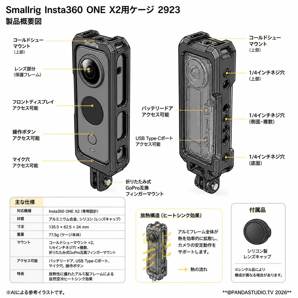 Smallrig Insta360 ONE X2用ケージ  2923 スペック