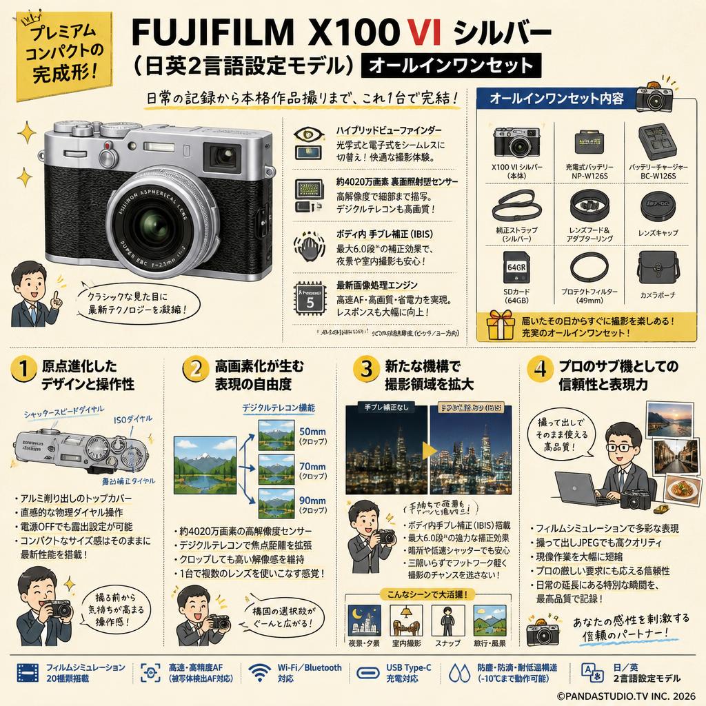 FUJIFILM X100 VI シルバー（日英2言語設定モデル）オールインワンセット 概要