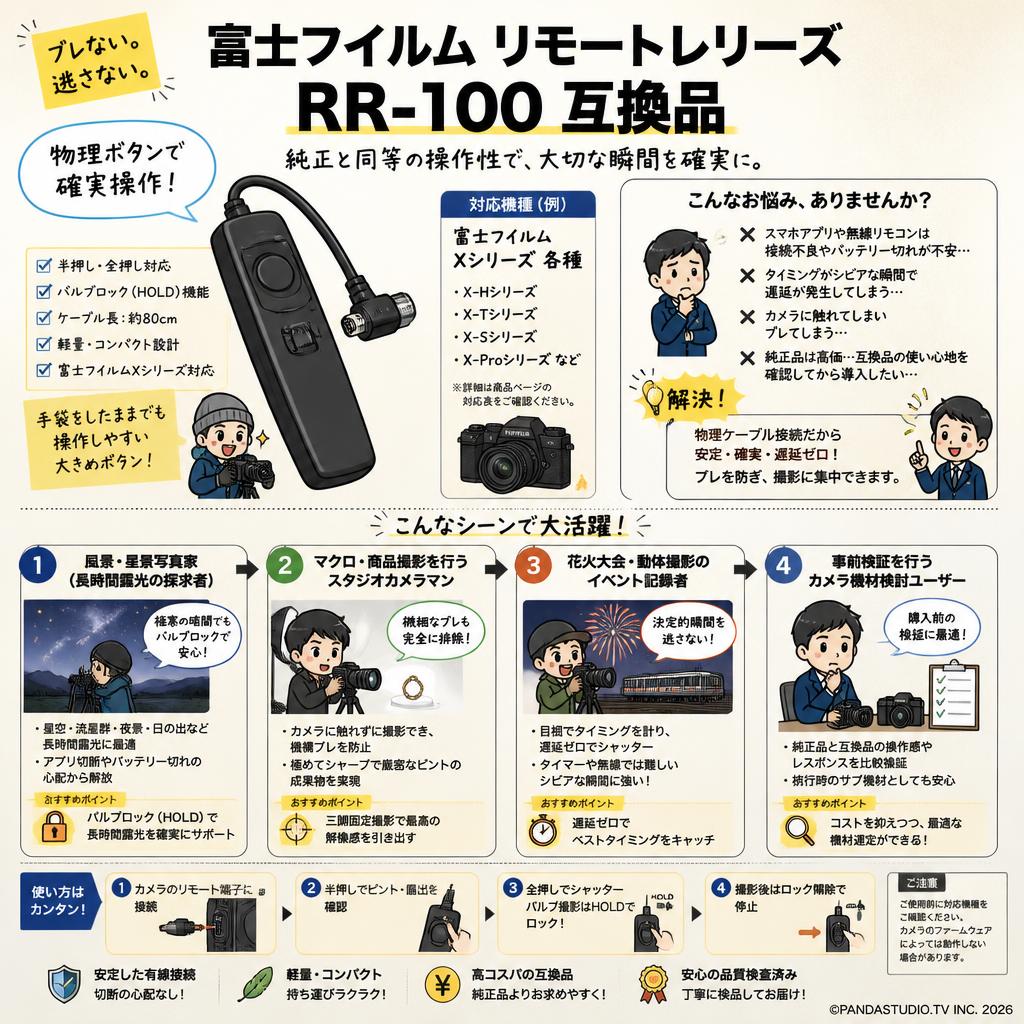 Fujifilm リモートレリーズ RR-100 互換品 おもな対象のお客様