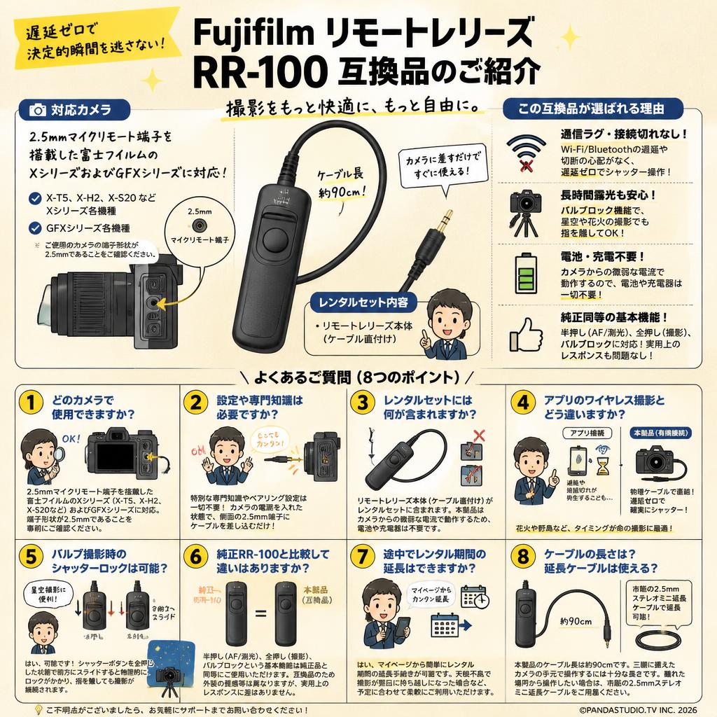 Fujifilm リモートレリーズ RR-100 互換品 FAQ（よくある質問と答え）