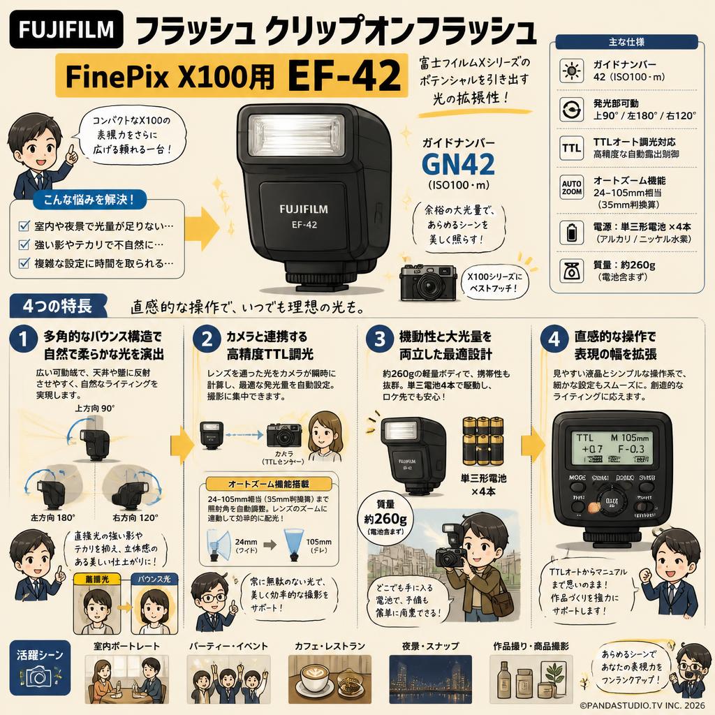 Fujifilm フラッシュ クリップオンフラッシュ FinePix X100用 EF-42 概要