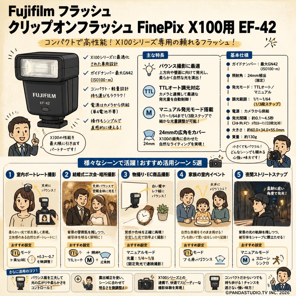 Fujifilm フラッシュ クリップオンフラッシュ FinePix X100用 EF-42 用途