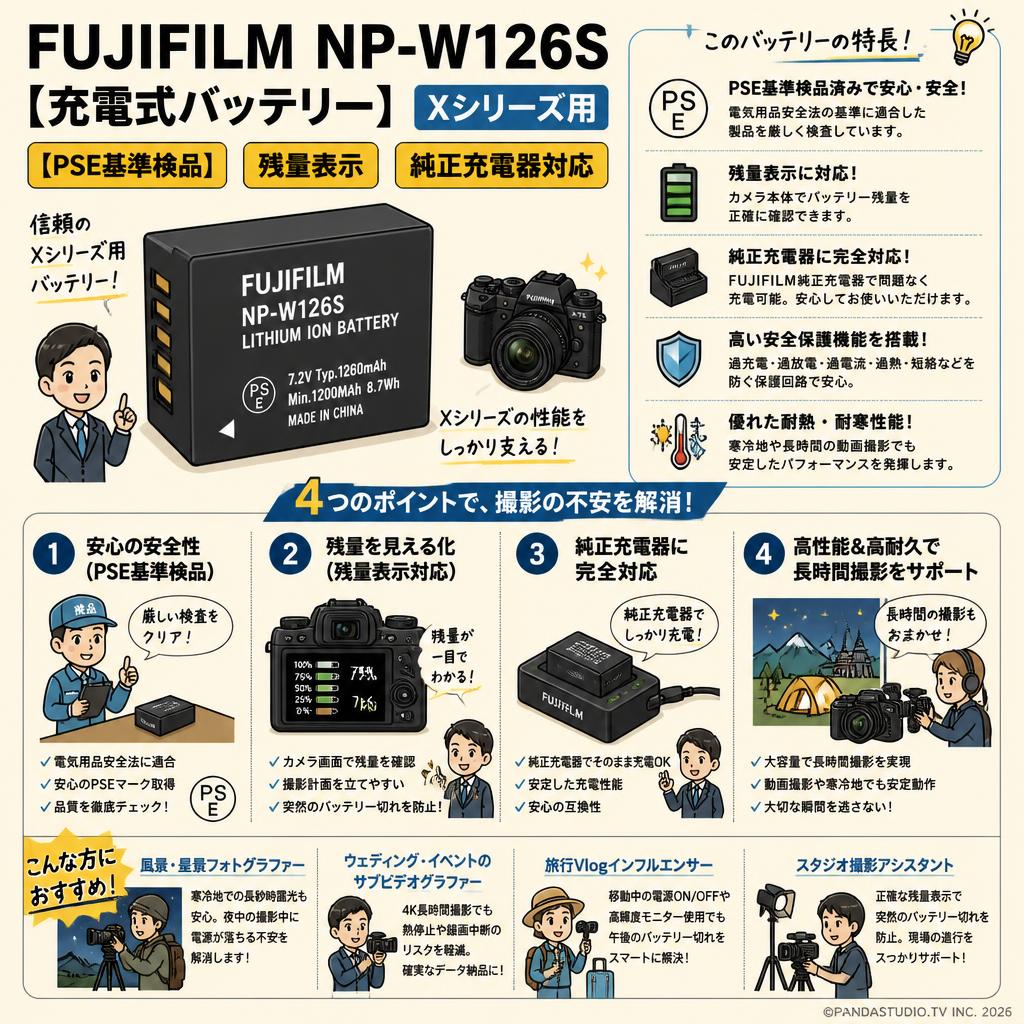 FUJIFILM NP-W126S [充電式バッテリー] Xシリーズ用 【PSE基準検品】 残量表示 純正充電器対応 おもな対象のお客様