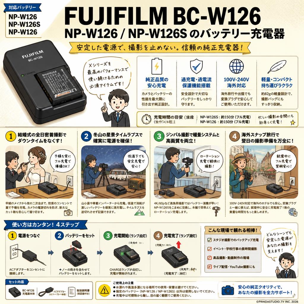 FUJIFILM BC-W126 NP-W126 NP-W126S のバッテリー充電器 用途