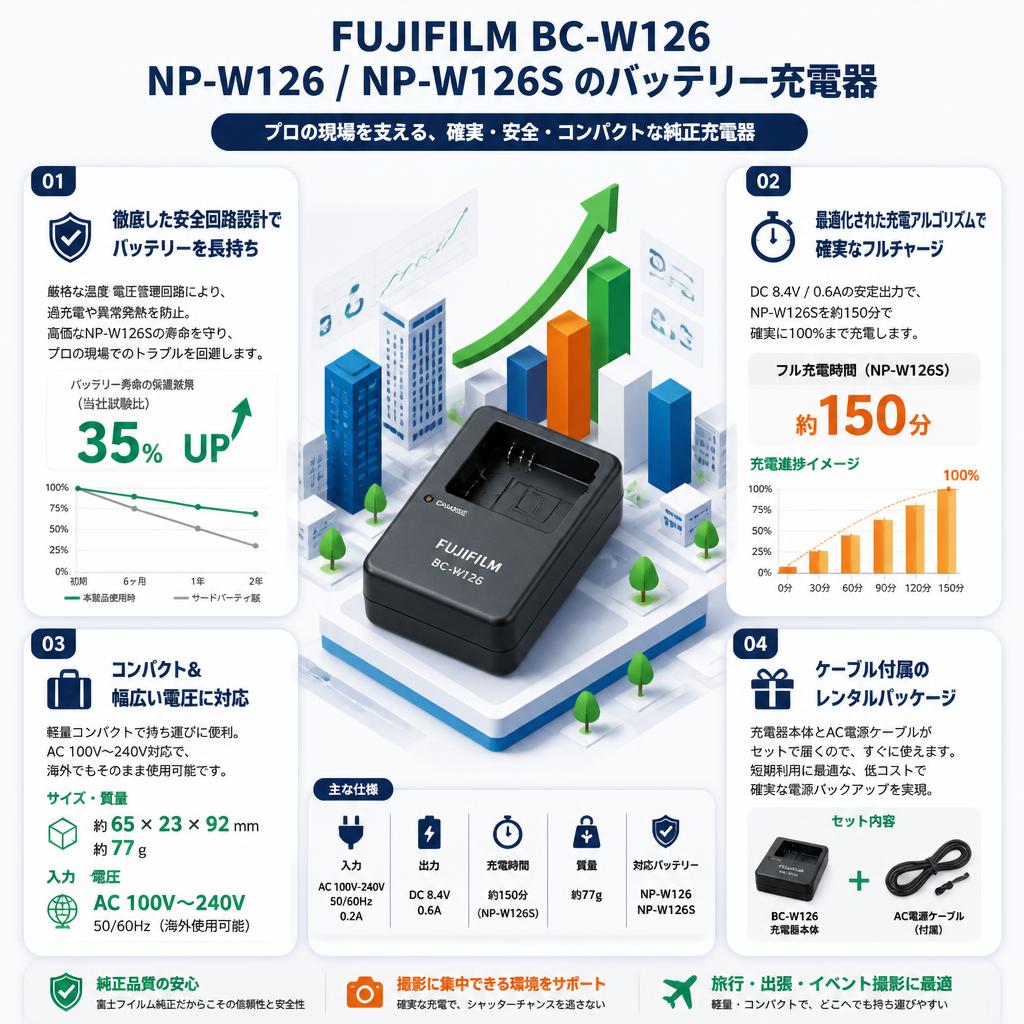 FUJIFILM BC-W126 NP-W126 NP-W126S のバッテリー充電器 セールスポイント