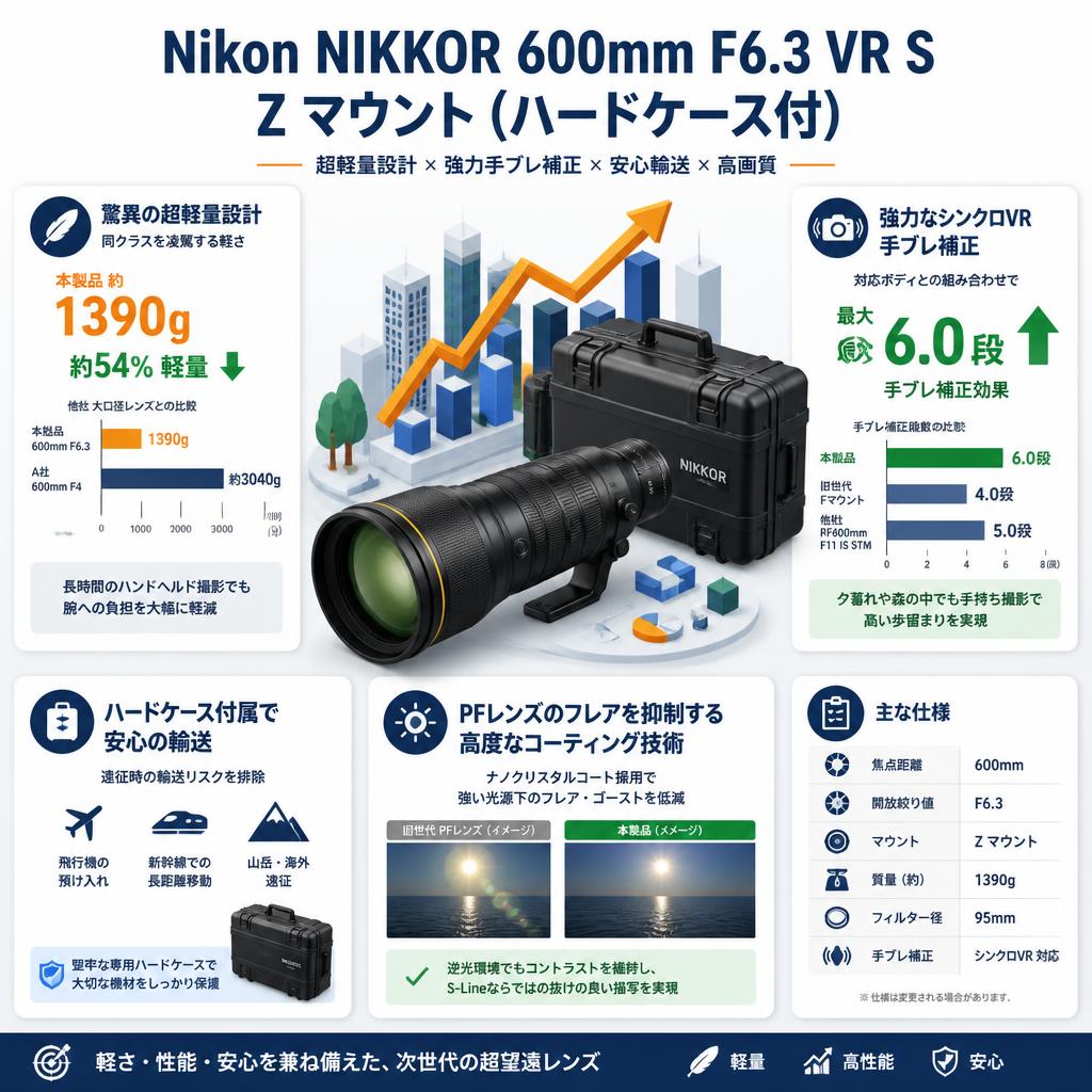 Nikon NIKKOR 600mm F6.3 VR S Z マウント (ハードケース付) セールスポイント