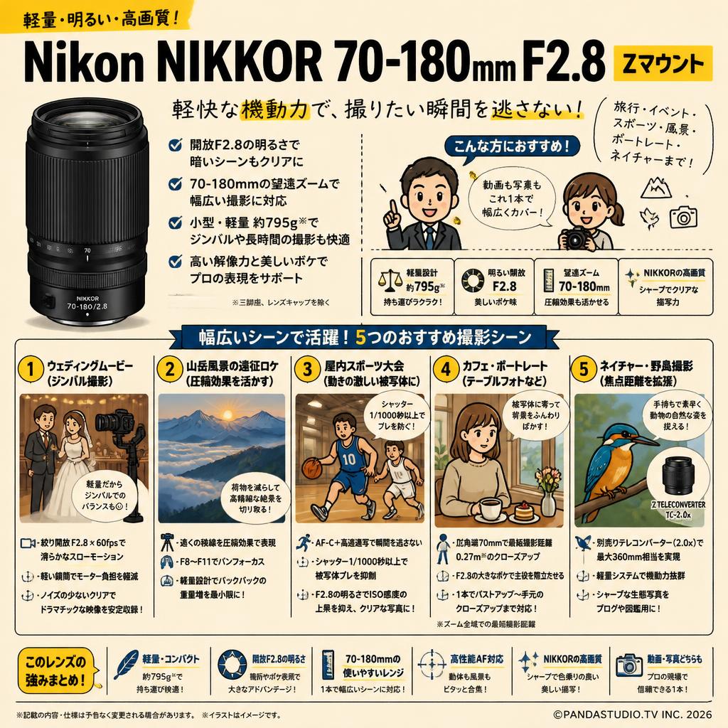 Nikon NIKKOR 70-180mm F2.8  Zマウント 用途