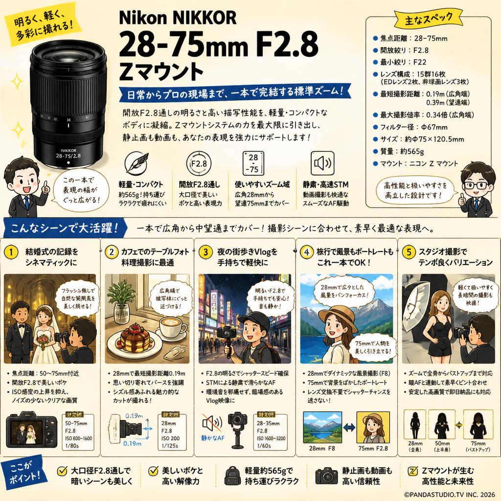 Nikon NIKKOR 28-75mm F2.8 Zマウント 用途