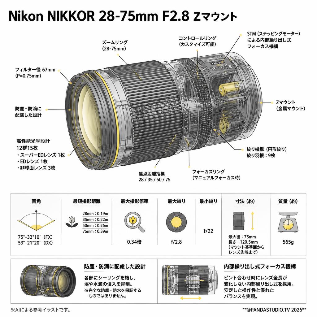 Nikon NIKKOR 28-75mm F2.8 Zマウント スペック