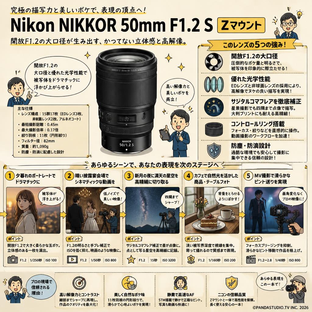 Nikon NIKKOR 50mm F1.2 S Zマウント 用途