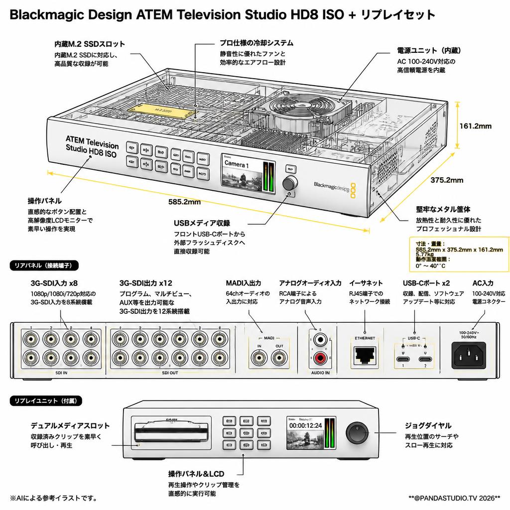 Blackmagic Design ATEM Television Studio HD8 ISO + リプレイセット スペック