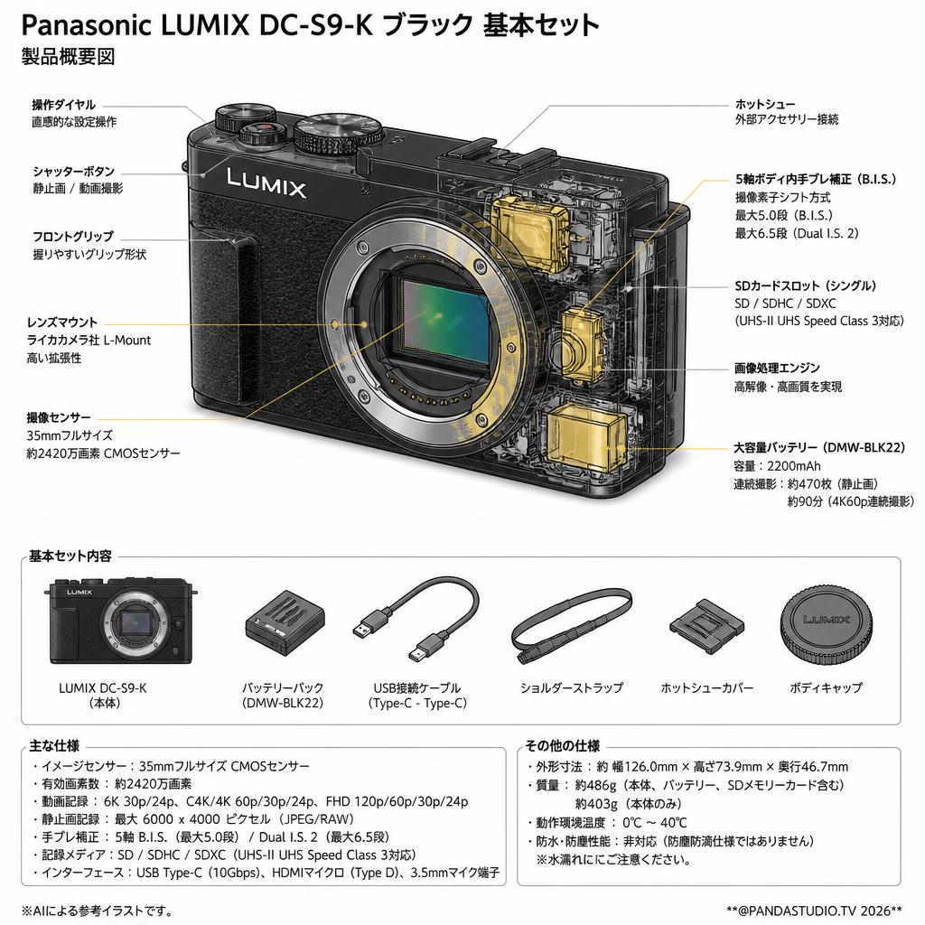 Panasonic LUMIX DC-S9-K ブラック 基本セット スペック