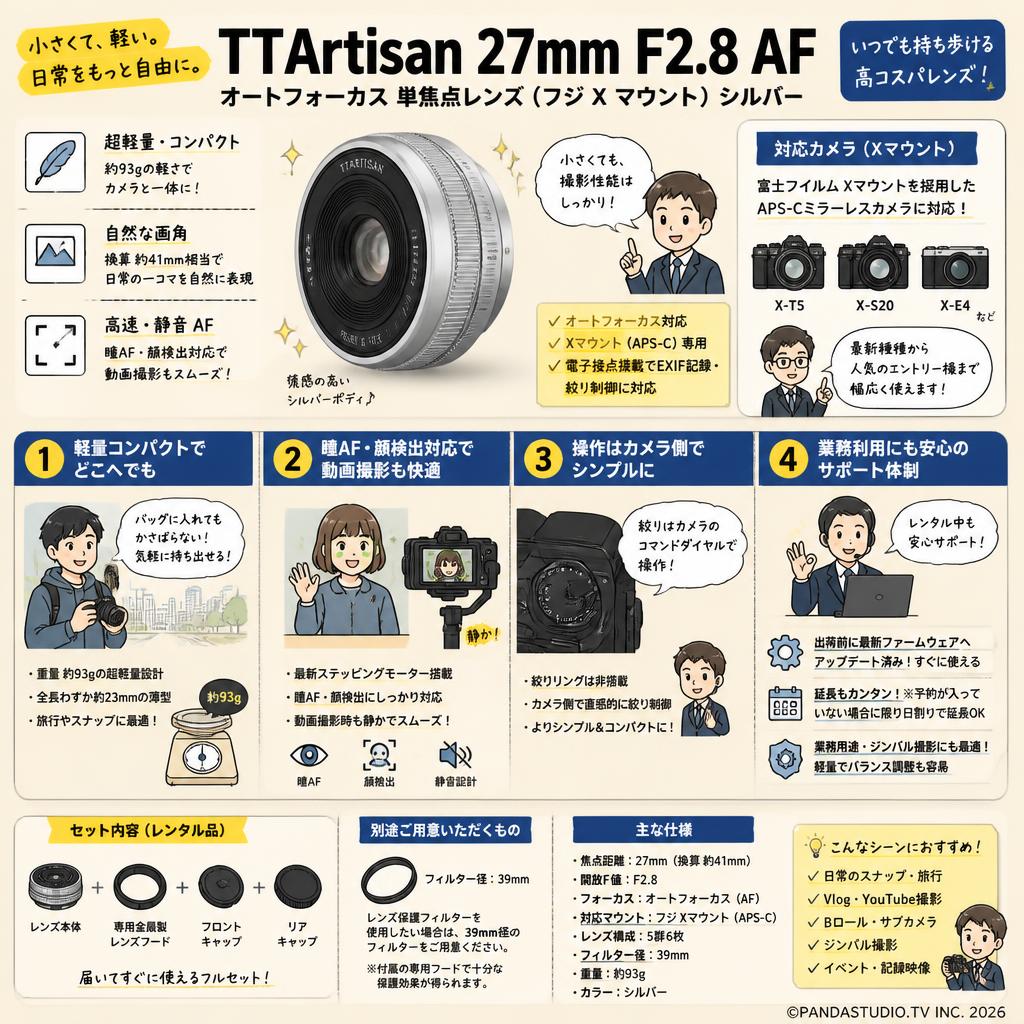 TTArtisan 27mm F2.8 AF オートフォーカス 単焦点レンズ 小型 軽量 フジ Fuji X 銘匠光学 シルバー 銀 fujifilm Xマウント FAQ（よくある質問と答え）
