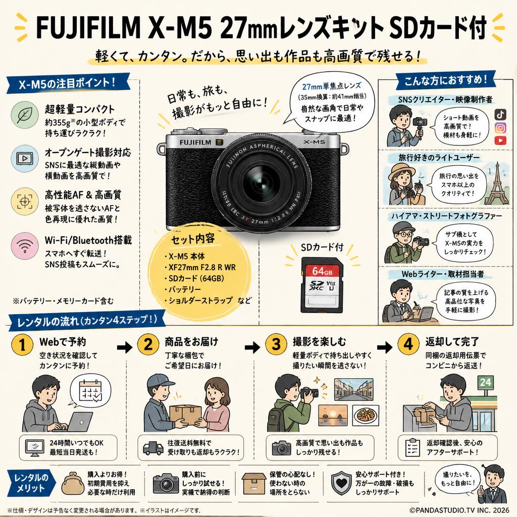 FUJIFILM X-M5 27mmレンズキット SDカード付 おもな対象のお客様