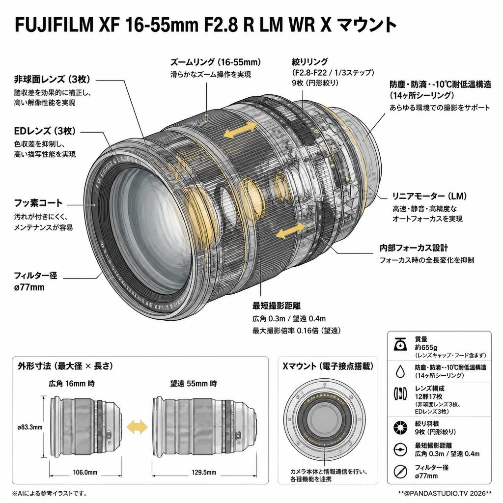 FUJIFILM XF 16-55mm F2.8 R LM WR X マウント スペック