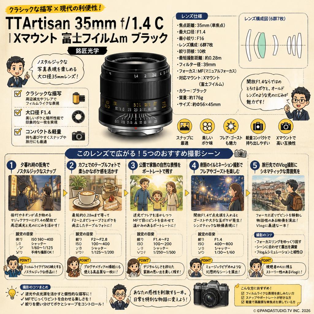 TTArtisan 35mm f/1.4 C Xマウント 富士フイルムｍブラック 銘匠光学 用途