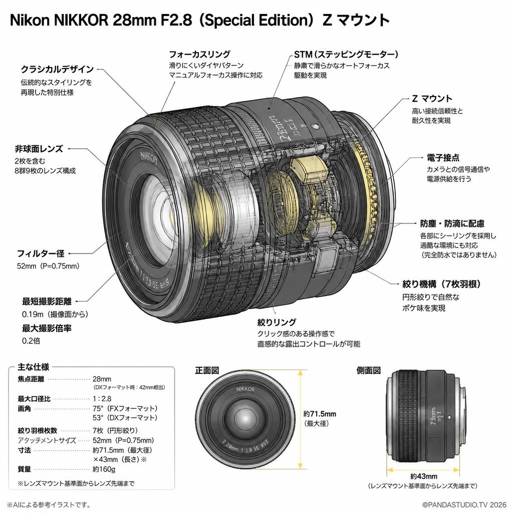 Nikon NIKKOR 28mm F2.8（Special Edition） Z マウント スペック