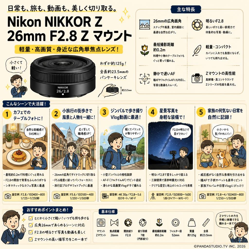 Nikon NIKKOR Z 26mm F2.8 Z マウント 用途