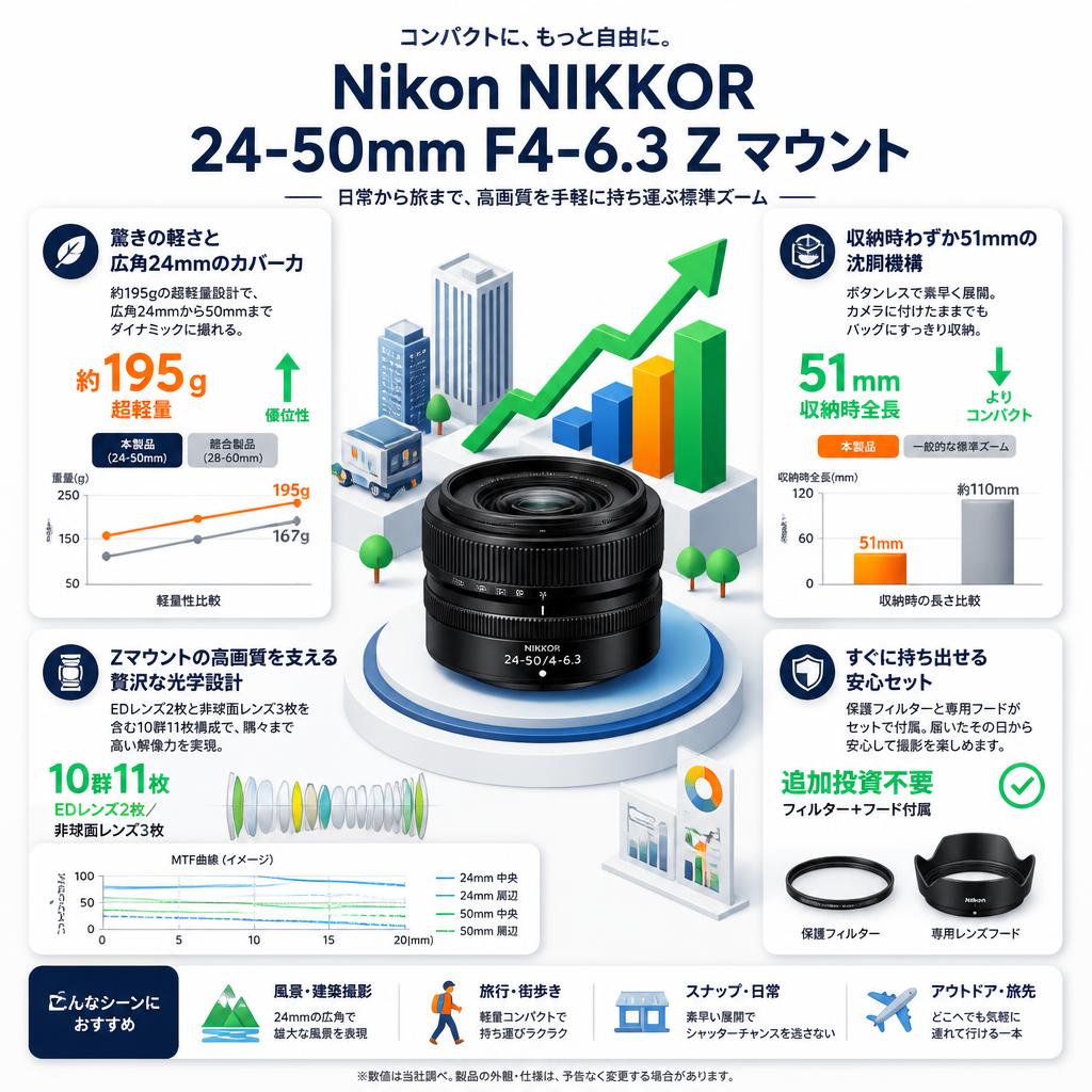 Nikon NIKKOR 24-50mm F4-6.3 Z マウント セールスポイント
