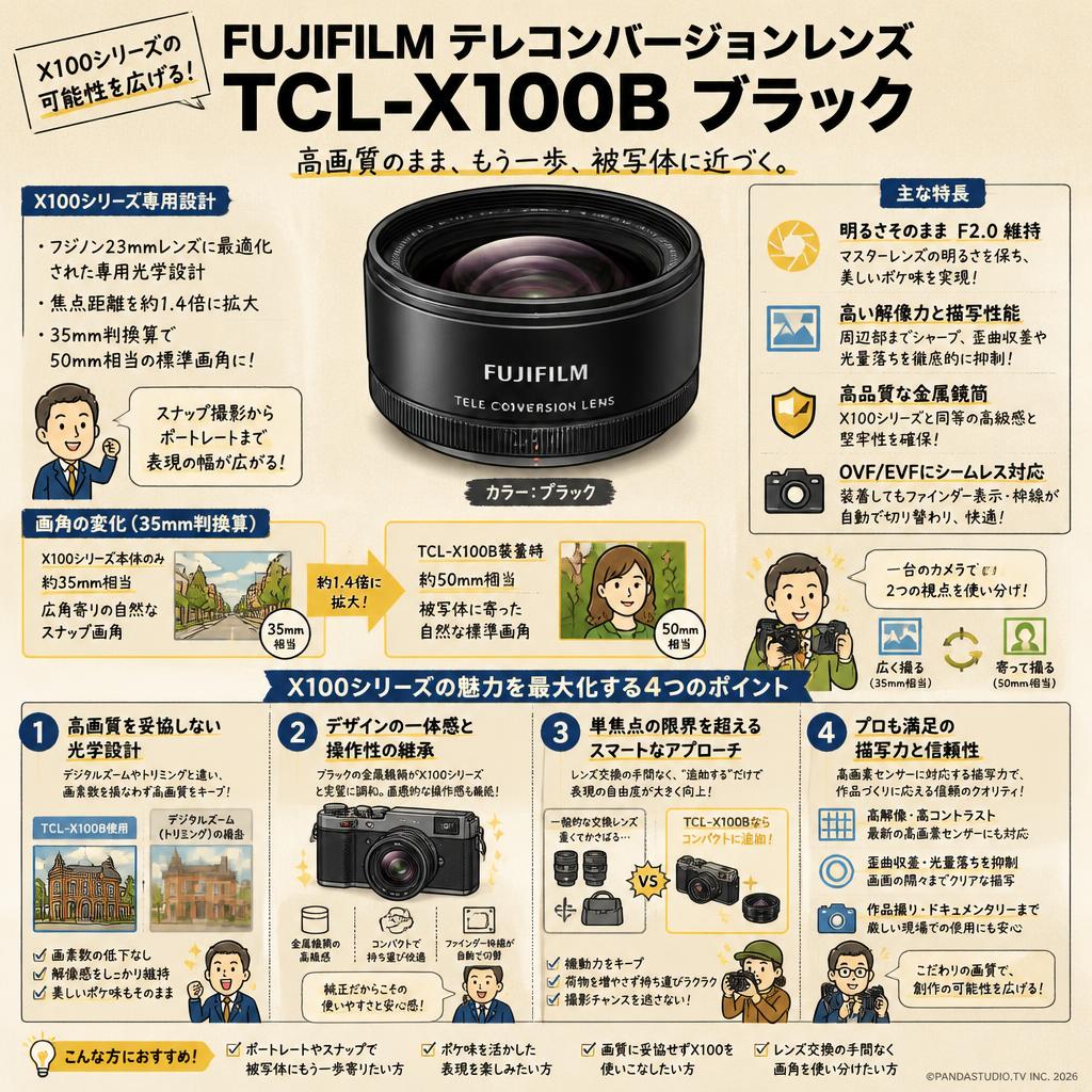 FUJIFILM テレコンバージョンレンズ TCL-X100B ブラック 概要