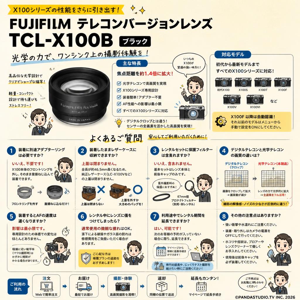 FUJIFILM テレコンバージョンレンズ TCL-X100B ブラック FAQ（よくある質問と答え）