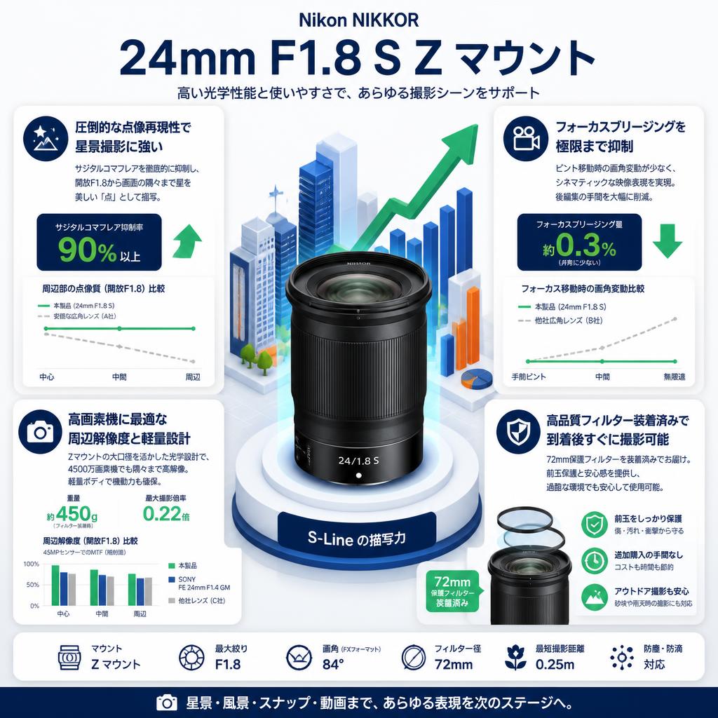 Nikon NIKKOR 24mm F1.8 S Z マウント セールスポイント