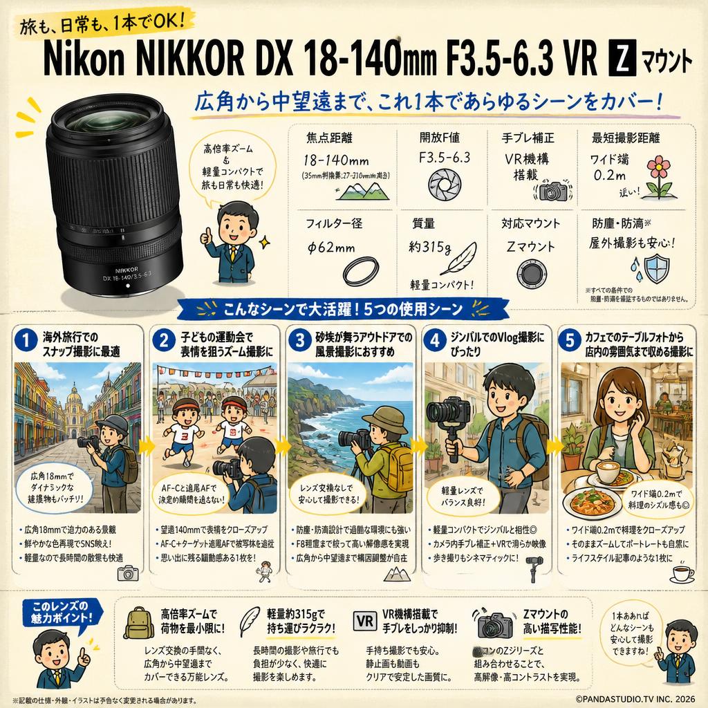 Nikon NIKKOR DX 18-140mm F3.5-6.3 VR Z マウント 用途