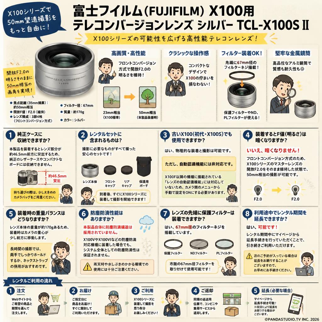 富士フイルム(FUJIFILM) X100用テレコンバージョンレンズ シルバー TCL-X100S II FAQ（よくある質問と答え）
