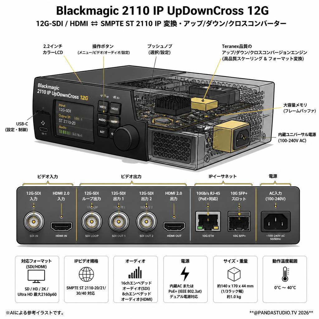 Blackmagic 2110 IP UpDownCross 12G スペック