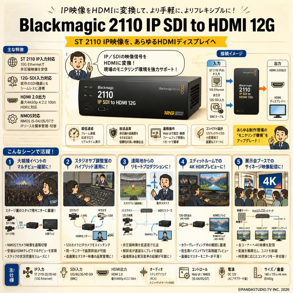 Blackmagic 2110 IP SDI to HDMI 12G 用途