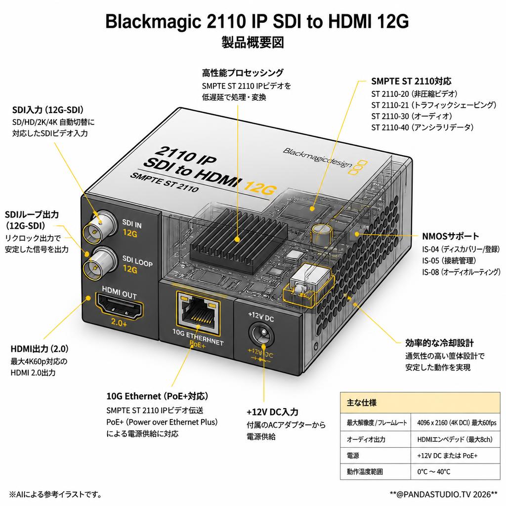 Blackmagic 2110 IP SDI to HDMI 12G スペック