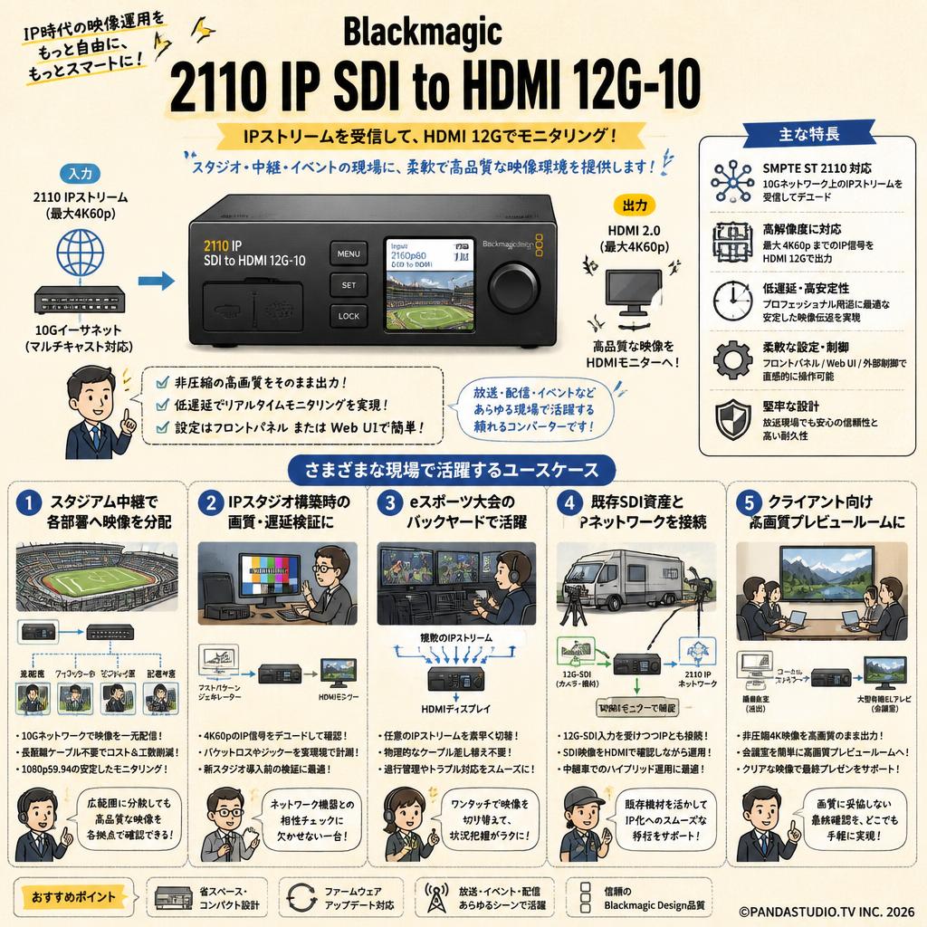Blackmagic 2110 IP SDI to HDMI 12G-10 用途