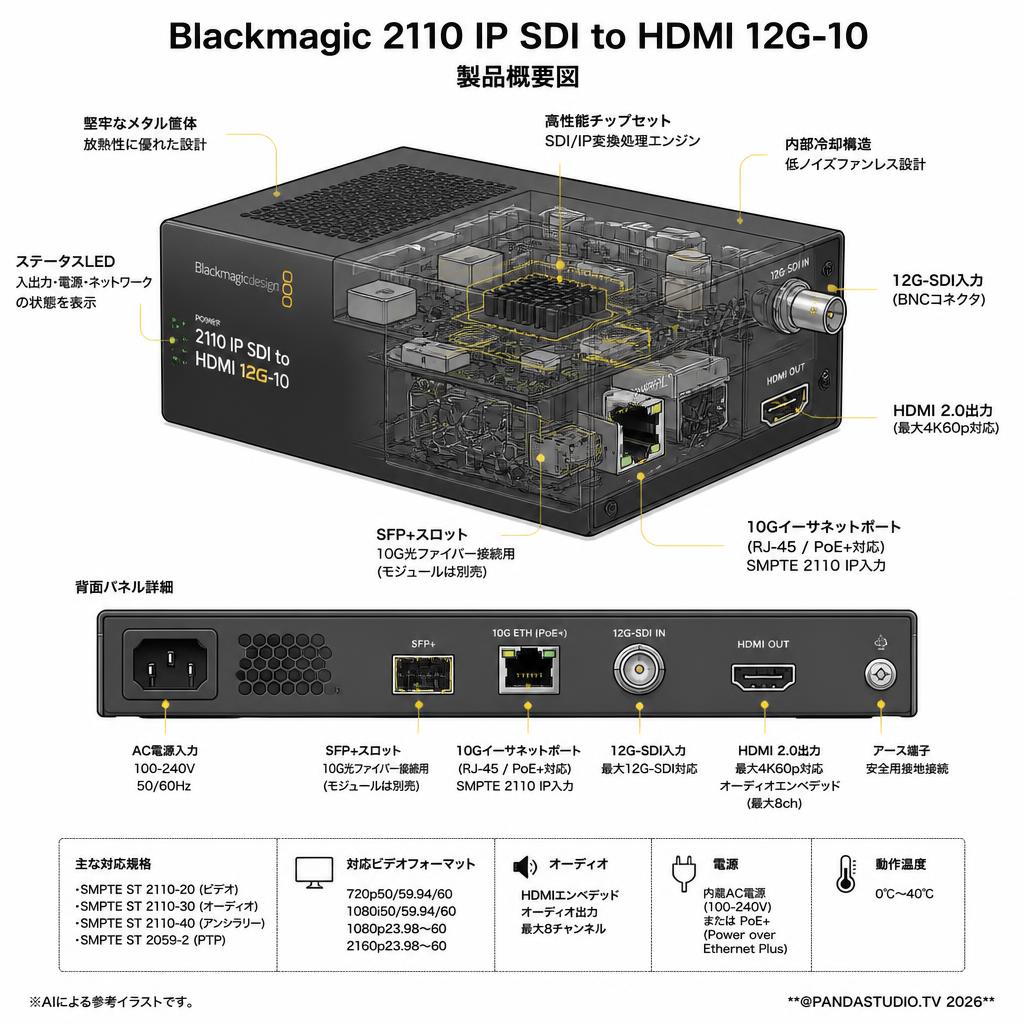 Blackmagic 2110 IP SDI to HDMI 12G-10 スペック
