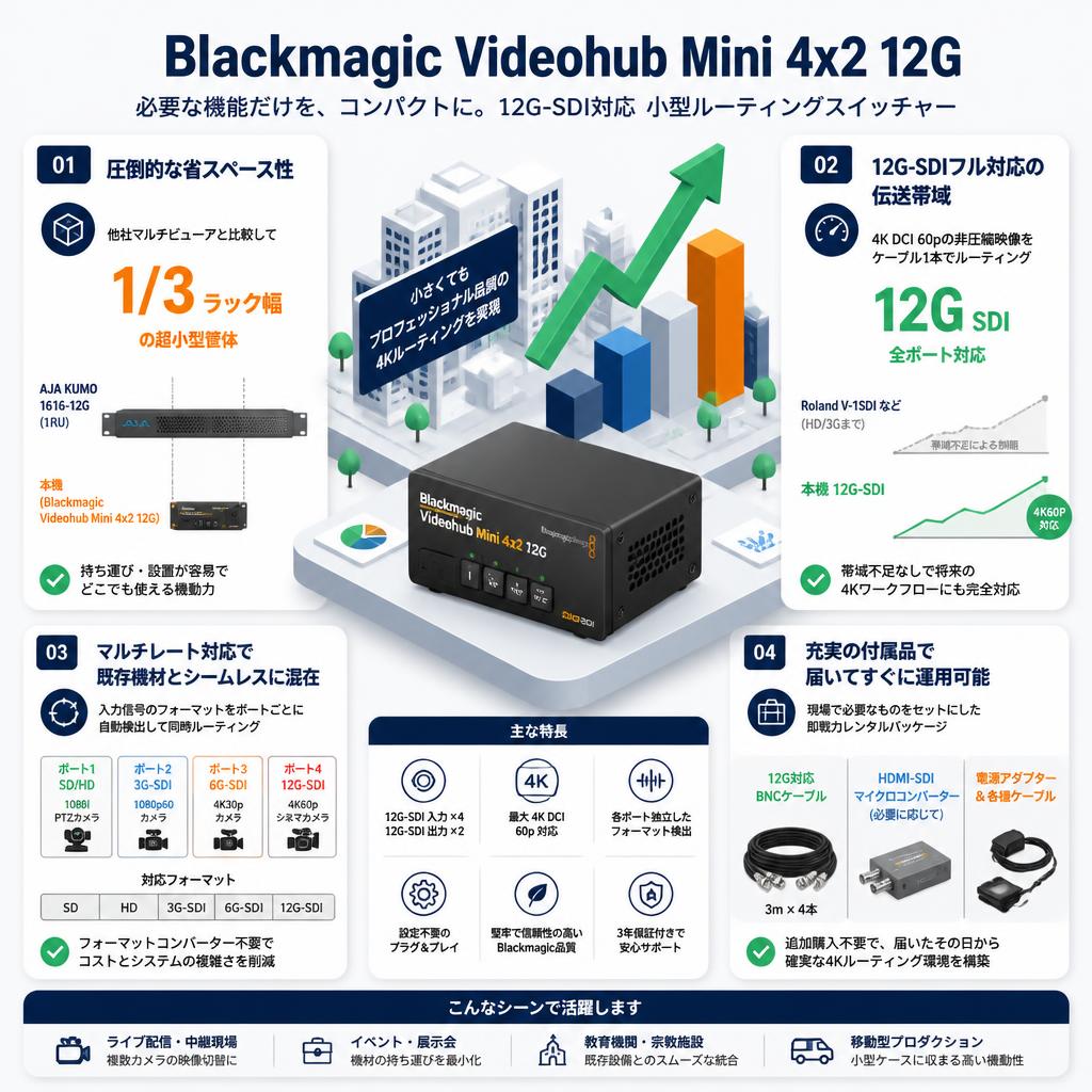 Blackmagic Videohub Mini 4x2 12G セールスポイント